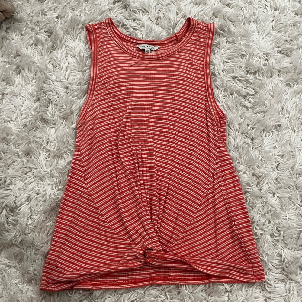 Coral & White Striped Tank Top